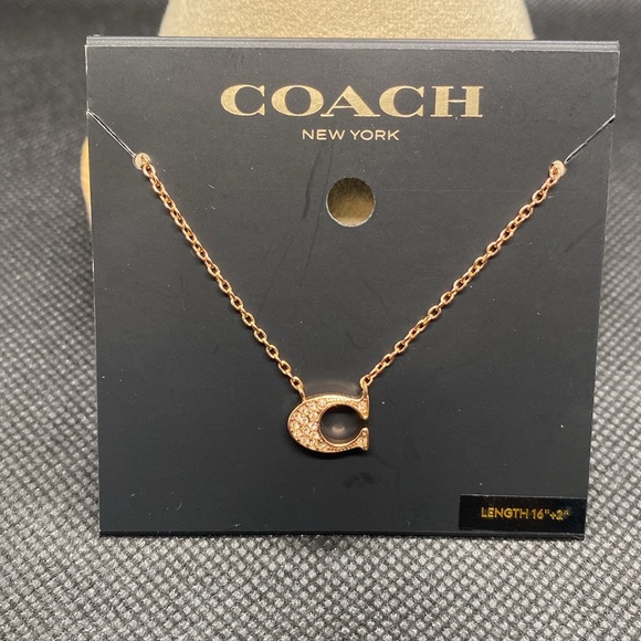 💕COACH💕 Rose Gold Pave Signature Necklace/NWT - Picture 3 of 5